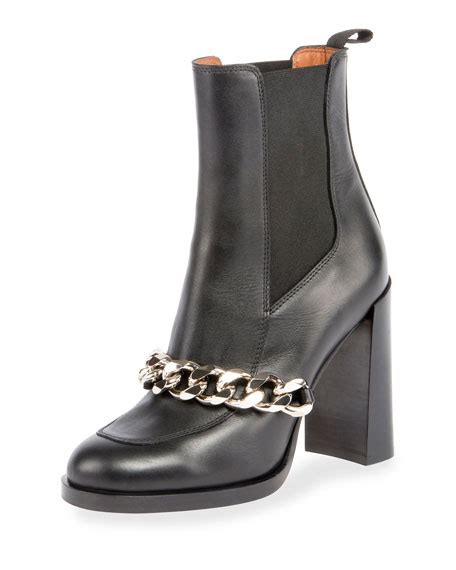 givenchy leather chain-trimmed chelsea boots|Givenchy Neiman Marcus Women Accessories.